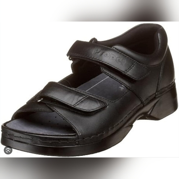 Orthoheel Shoes - Orthoheel Orthopedic Propet Black Leather Sandals with Adj.Straps Womens Sz.11W